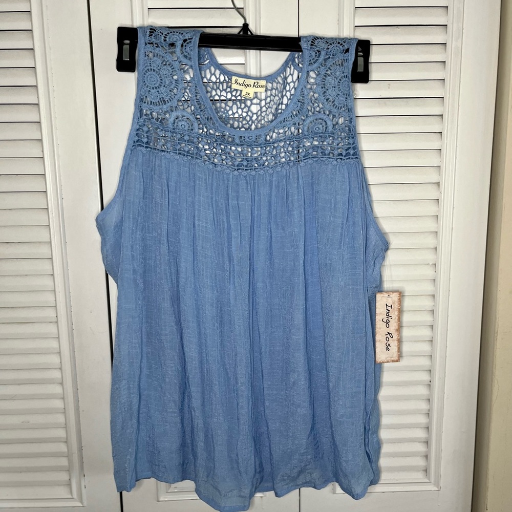 Pretty Blue sleeveless top size 2x
